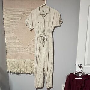 Women's Beige Khaki Utility Jumpsuit